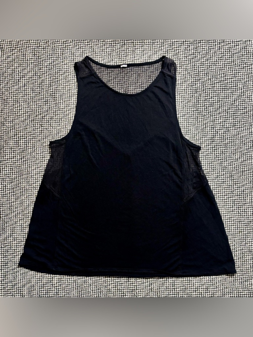 Alo Yoga Women’s Tank, Partially Sheer, Black, Relaxed Fit, Size Small
